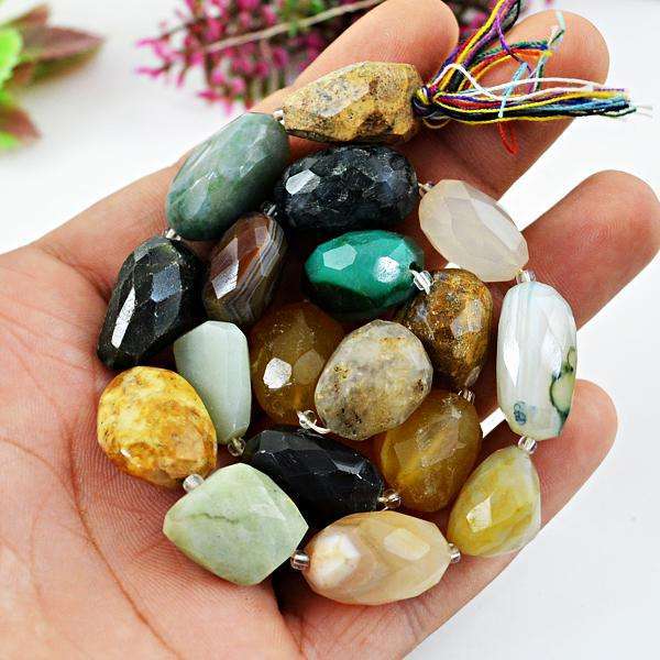 gemsmore:Amazing Natural Faceted Mix Gem Drilled Beads Strand