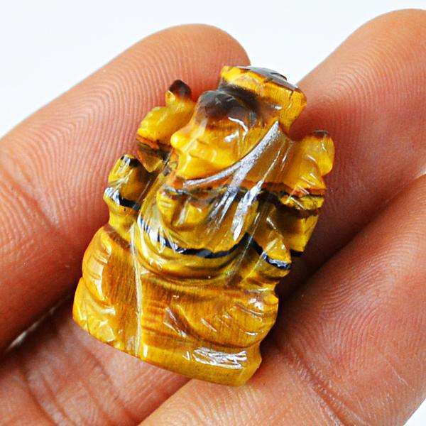 gemsmore:Amazing Natural Golden Tiger Eye Carved Ganesha Gemstone gemsmore:Amazing Natural Golden Tiger Eye Carved Ganesha Gemstone