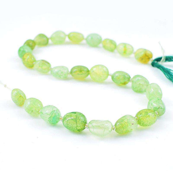 gemsmore:Amazing Natural Green Onyx Drilled Beads Strand