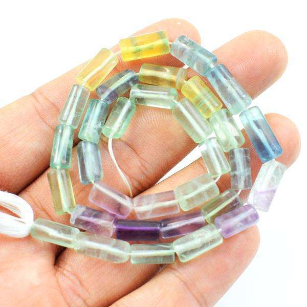 gemsmore:Amazing Natural Multicolor Fluorite Drilled Beads Strand