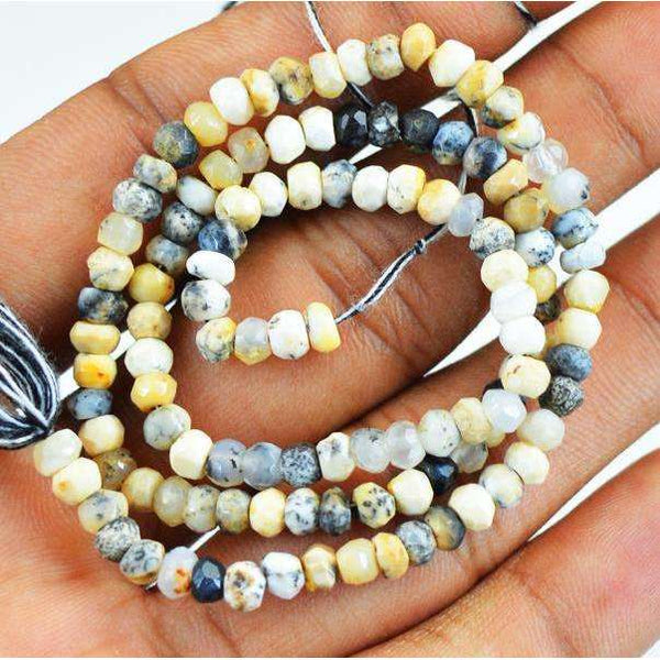 gemsmore:Amazing Natural Round Shape Dendrite Opal Faceted Drilled Beads Strand