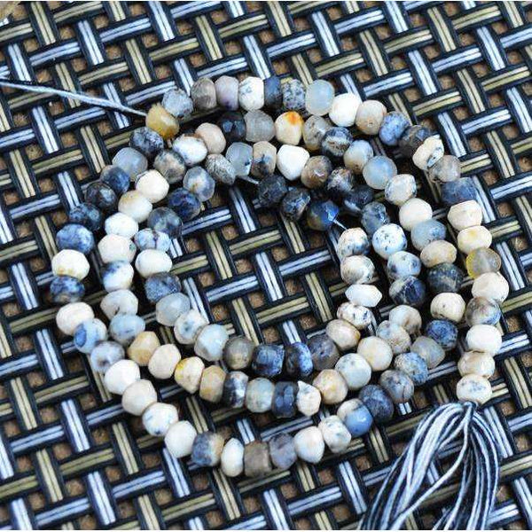 gemsmore:Amazing Natural Round Shape Dendrite Opal Faceted Drilled Beads Strand