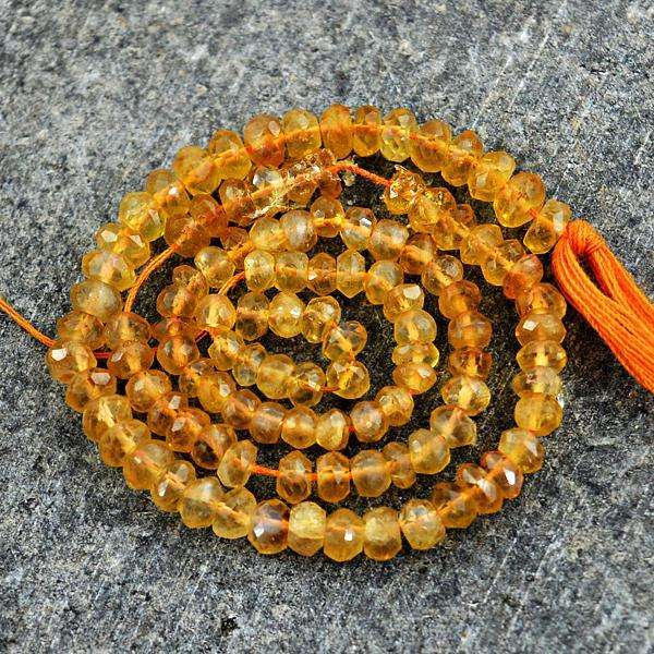 gemsmore:Amazing Natural Round Shape Yellow Citrine Drilled Beads Strand
