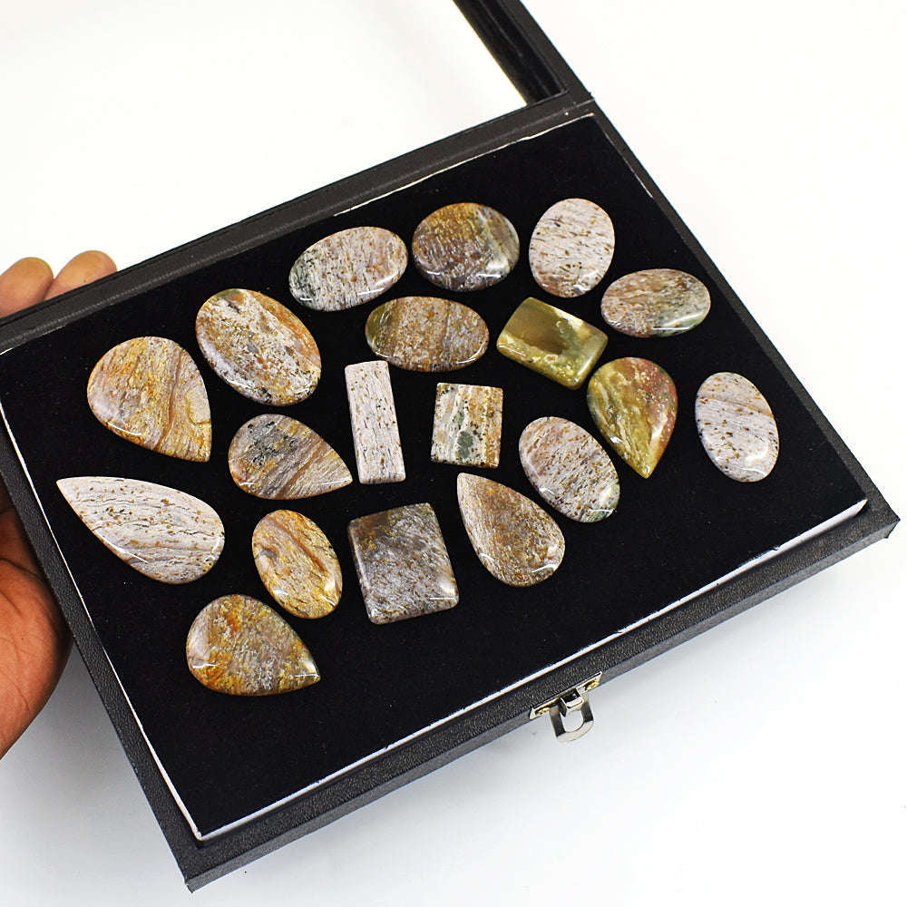 gemsmore:Amazing Ocean Agate  Untreated Gemstone Cabochon Lot gemsmore:Amazing Ocean Agate  Untreated Gemstone Cabochon Lot