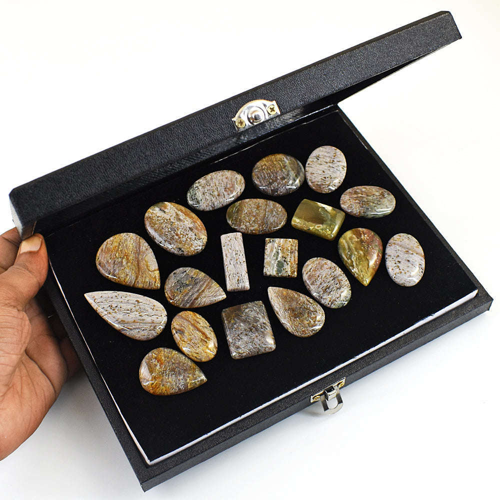 gemsmore:Amazing Ocean Agate  Untreated Gemstone Cabochon Lot gemsmore:Amazing Ocean Agate  Untreated Gemstone Cabochon Lot