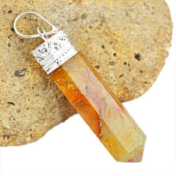 gemsmore:Amazing Orange Aventurine Healing Point Pendant gemsmore:Amazing Orange Aventurine Healing Point Pendant