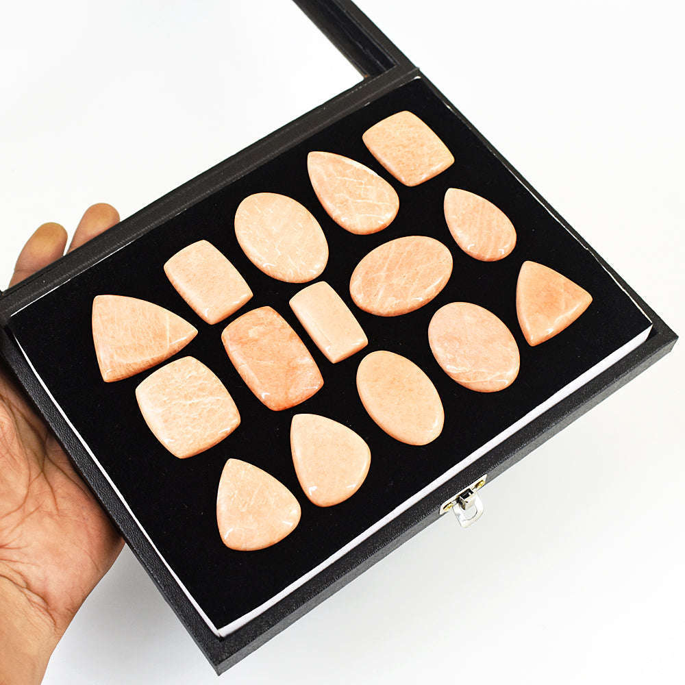 gemsmore:Amazing Peach Moonstone Untreated Gemstone Cabochon Lot gemsmore:Amazing Peach Moonstone Untreated Gemstone Cabochon Lot