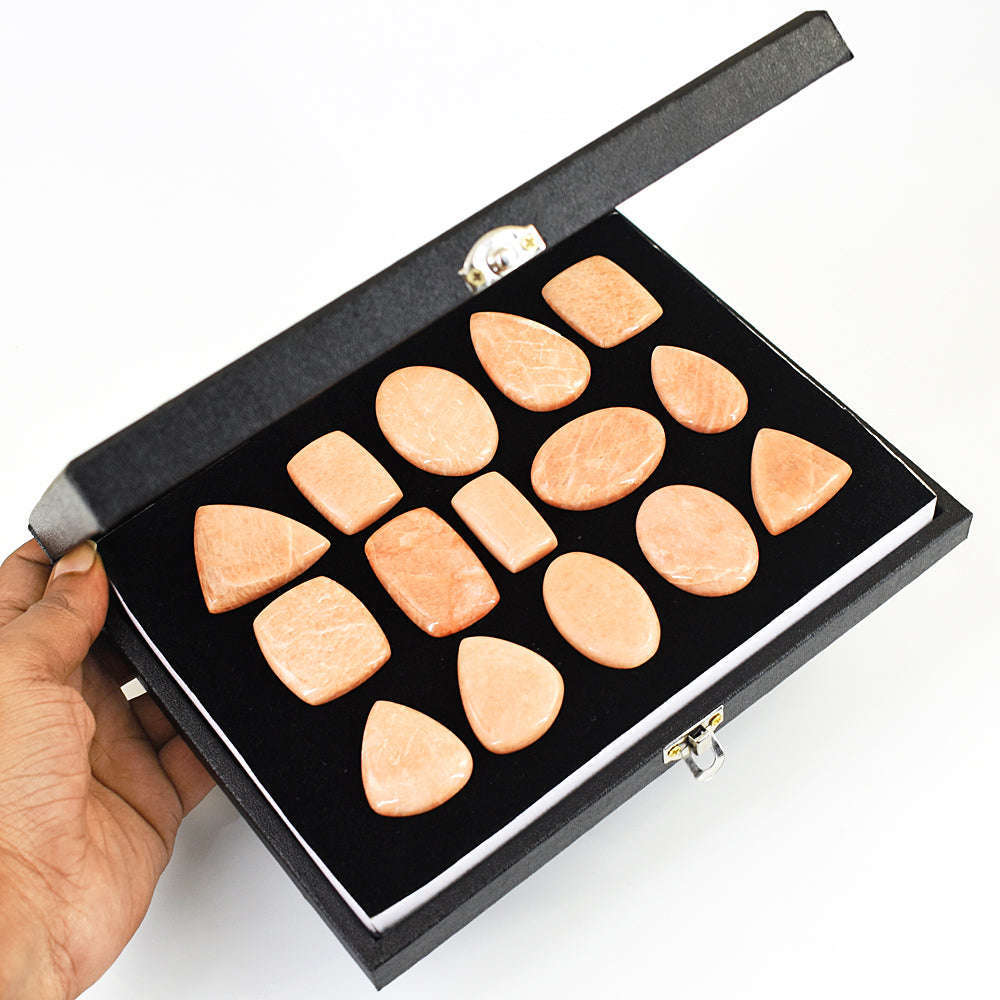 gemsmore:Amazing Peach Moonstone Untreated Gemstone Cabochon Lot gemsmore:Amazing Peach Moonstone Untreated Gemstone Cabochon Lot