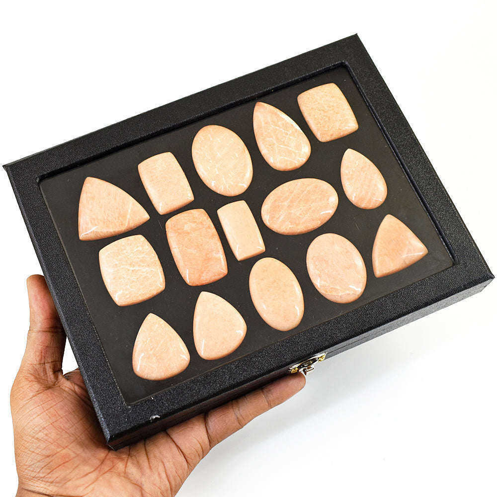 gemsmore:Amazing Peach Moonstone Untreated Gemstone Cabochon Lot gemsmore:Amazing Peach Moonstone Untreated Gemstone Cabochon Lot