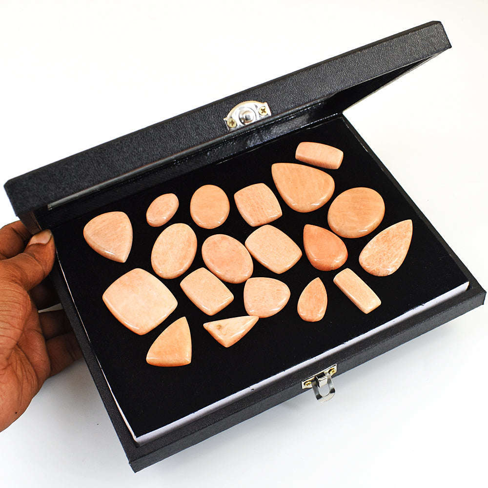 gemsmore:Amazing Peach Moonstone Untreated Gemstone Cabochon Lot gemsmore:Amazing Peach Moonstone Untreated Gemstone Cabochon Lot