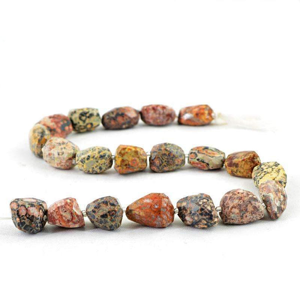 gemsmore:Amazing Poppy Jasper Drilled Beads Strand Natural Faceted