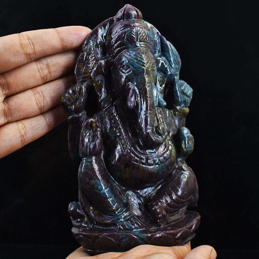 gemsmore:Amazing Ruby In Kyanite Hand Carved Genuine Crystal Gemstone Carving Lord Ganesha gemsmore:Amazing Ruby In Kyanite Hand Carved Genuine Crystal Gemstone Carving Lord Ganesha
