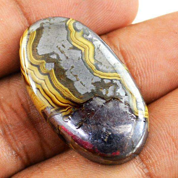 gemsmore:Amazing Silk Pyrite Oval Shape Loose Gemstone