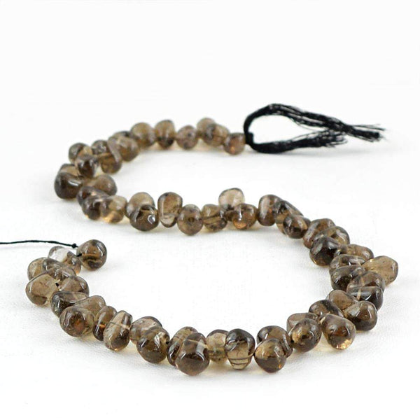 gemsmore:Amazing Smoky Quartz Beads Strand - Natural Untreated Drilled