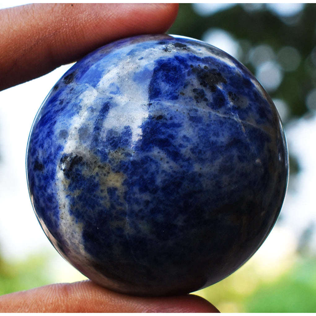 gemsmore:Amazing Sodalite Hand Carved Crystal Healing Sphere gemsmore:Amazing Sodalite Hand Carved Crystal Healing Sphere