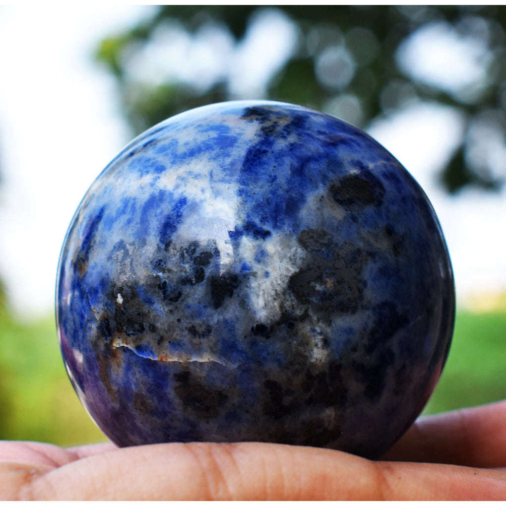 gemsmore:Amazing Sodalite Hand Carved Crystal Healing Sphere gemsmore:Amazing Sodalite Hand Carved Crystal Healing Sphere
