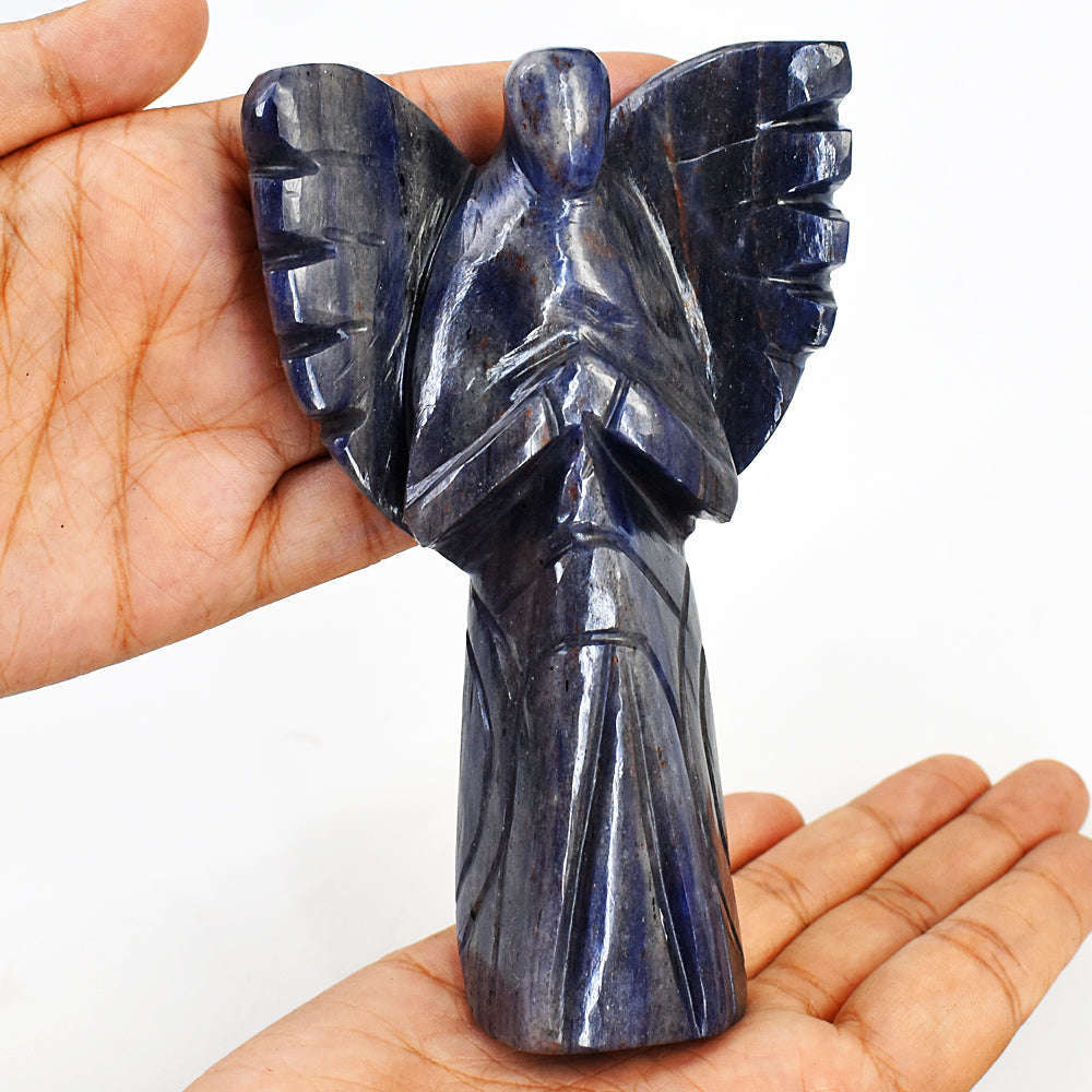 gemsmore:Amazing Sodalite Hand Carved Healing Praying Angel gemsmore:Amazing Sodalite Hand Carved Healing Praying Angel