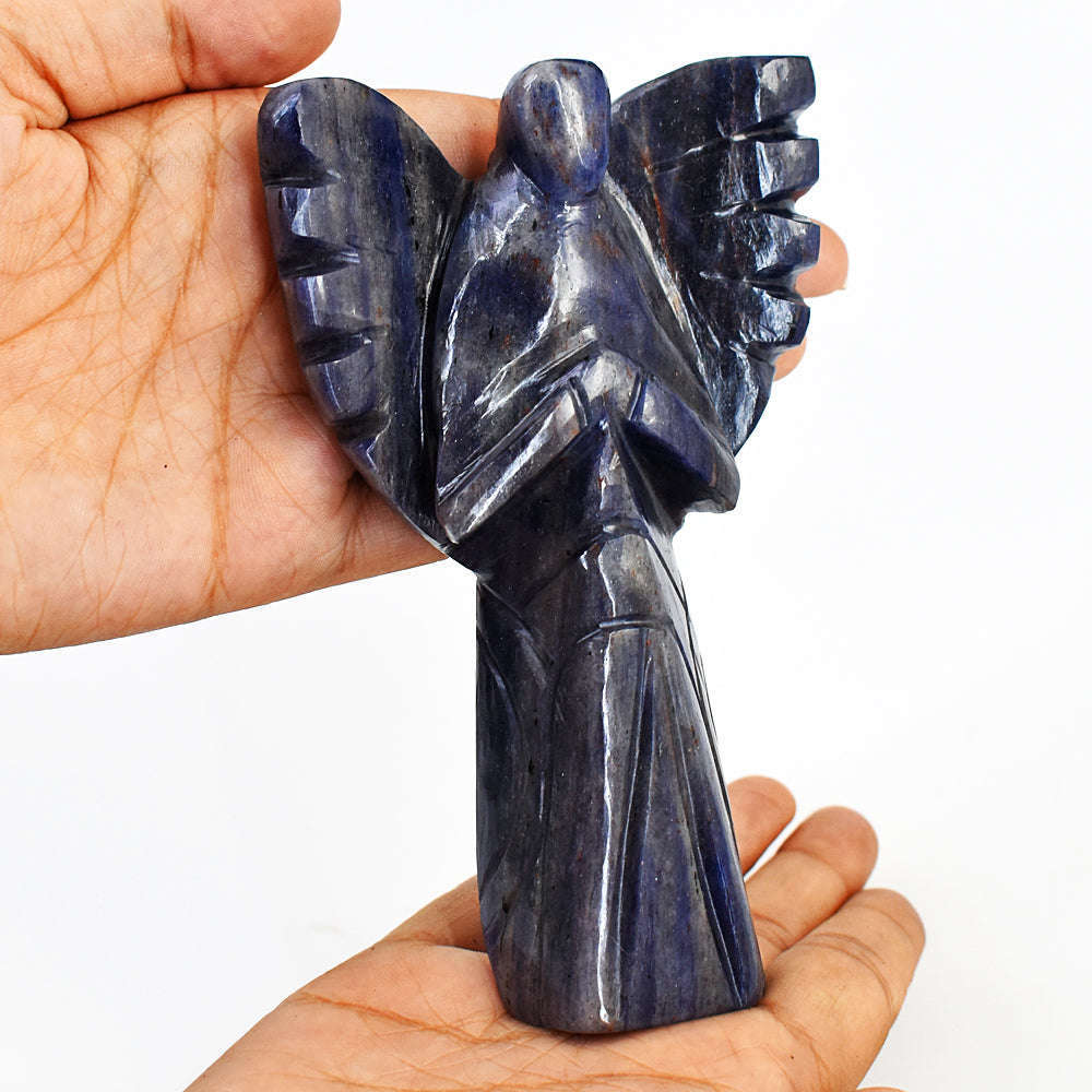 gemsmore:Amazing Sodalite Hand Carved Healing Praying Angel gemsmore:Amazing Sodalite Hand Carved Healing Praying Angel