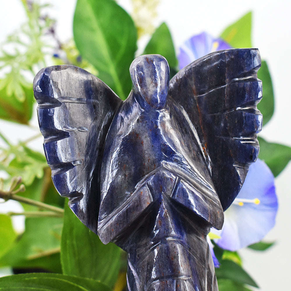 gemsmore:Amazing Sodalite Hand Carved Healing Praying Angel gemsmore:Amazing Sodalite Hand Carved Healing Praying Angel