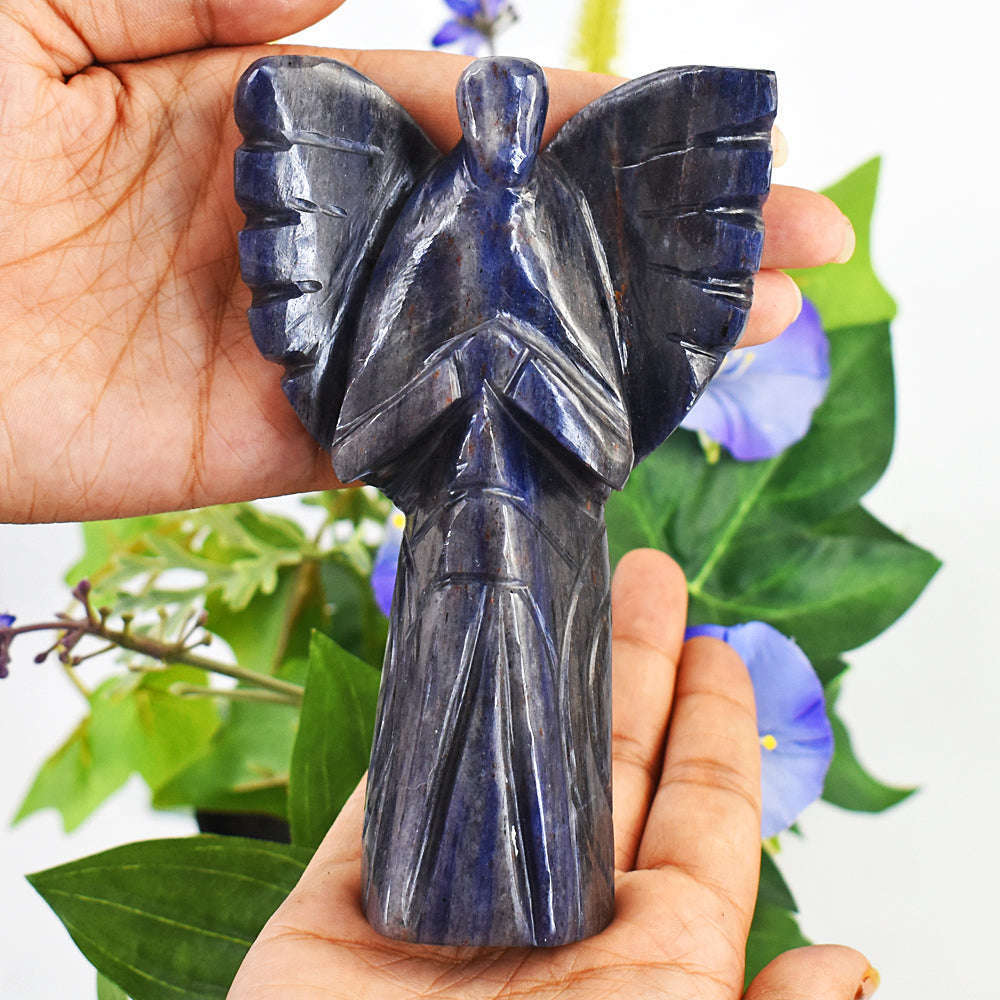 gemsmore:Amazing Sodalite Hand Carved Healing Praying Angel gemsmore:Amazing Sodalite Hand Carved Healing Praying Angel