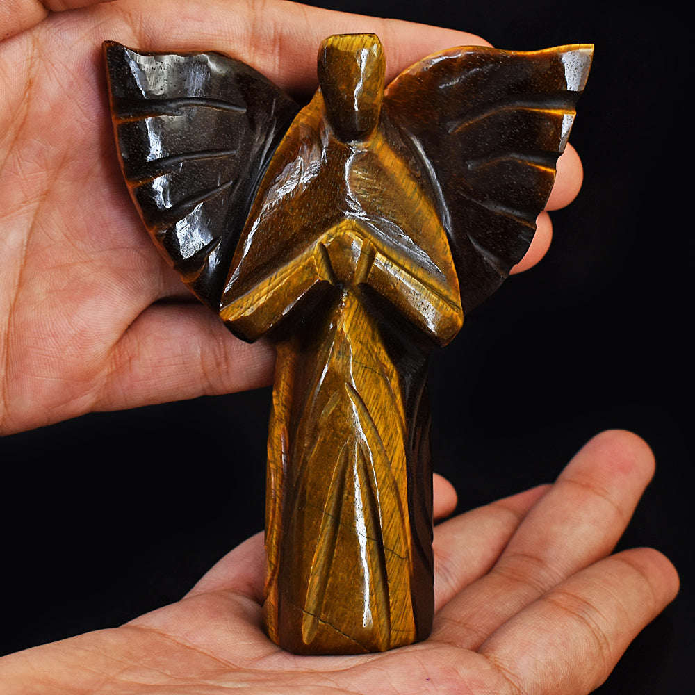 gemsmore:Amazing Tiger Eye Hand Carved Healing Praying Angel gemsmore:Amazing Tiger Eye Hand Carved Healing Praying Angel