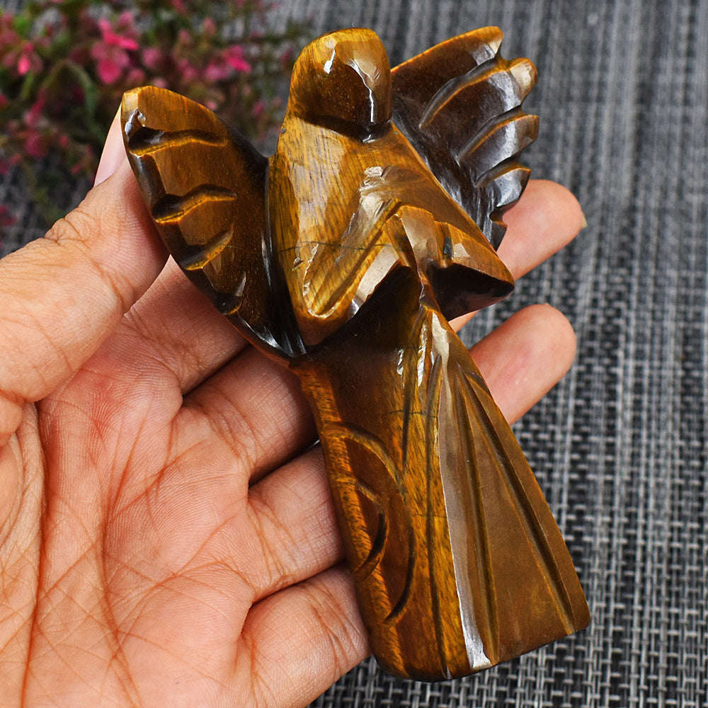 gemsmore:Amazing Tiger Eye Hand Carved Healing Praying Angel gemsmore:Amazing Tiger Eye Hand Carved Healing Praying Angel