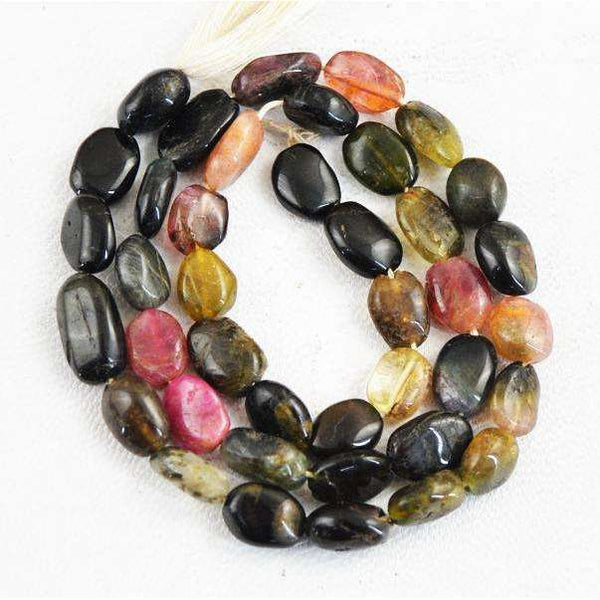 gemsmore:Amazing Watermelon Tourmaline Oval Shape Drilled Beads Strand