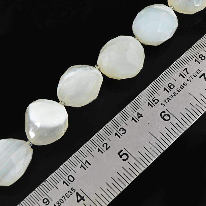 gemsmore:Amazing White Agate Beads Strand Natural Faceted Drilled gemsmore:Amazing White Agate Beads Strand Natural Faceted Drilled