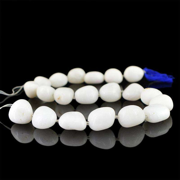 gemsmore:Amazing White Agate Drilled Beads Strand - Natural Untreated