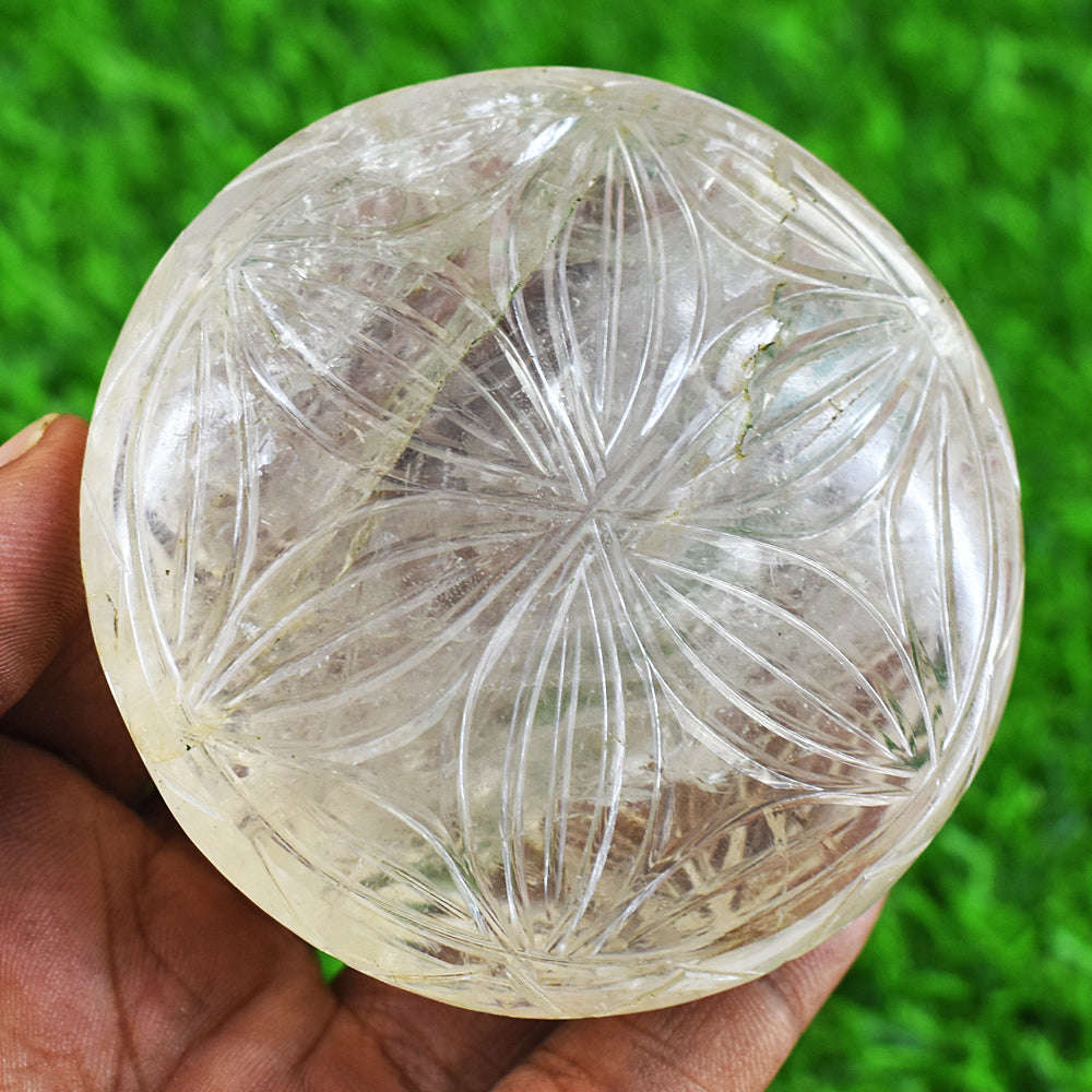 gemsmore:Amazing White Quartz Hand Carved Genuine Crystal Gemstone Carving Mughal Carved Cabochon gemsmore:Amazing White Quartz Hand Carved Genuine Crystal Gemstone Carving Mughal Carved Cabochon