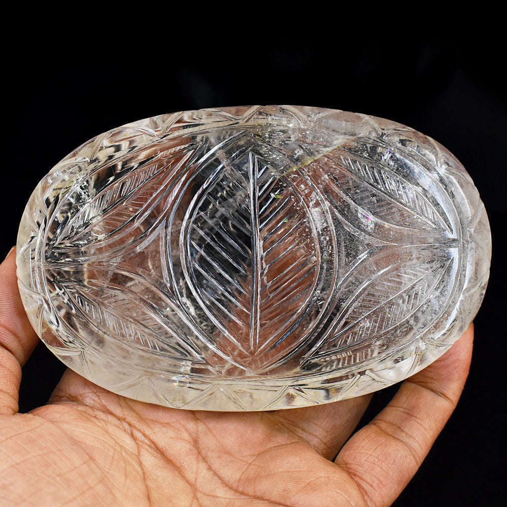 gemsmore:Amazing White Quartz Hand Carved Genuine Crystal Gemstone Carving Mughal Carved Gem gemsmore:Amazing White Quartz Hand Carved Genuine Crystal Gemstone Carving Mughal Carved Gem