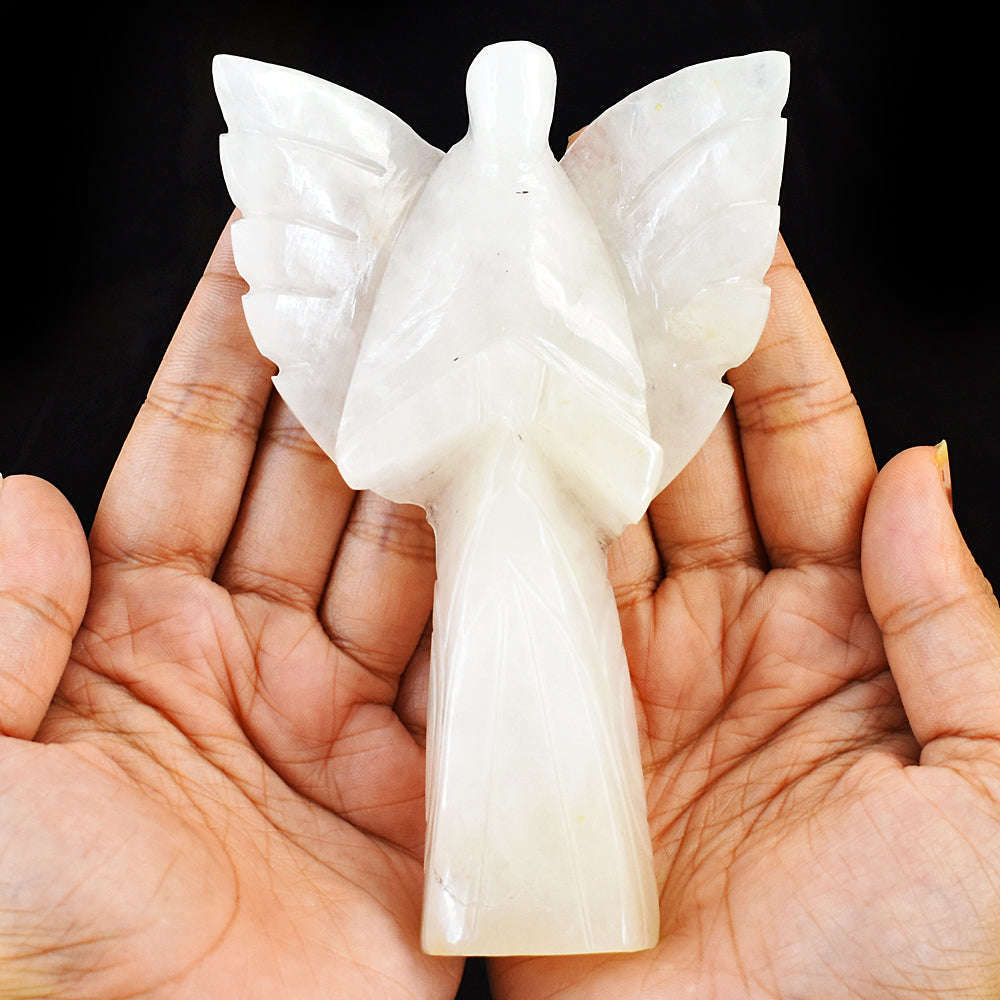 gemsmore:Amazing White Quartz Hand Carved Healing Praying Angel gemsmore:Amazing White Quartz Hand Carved Healing Praying Angel