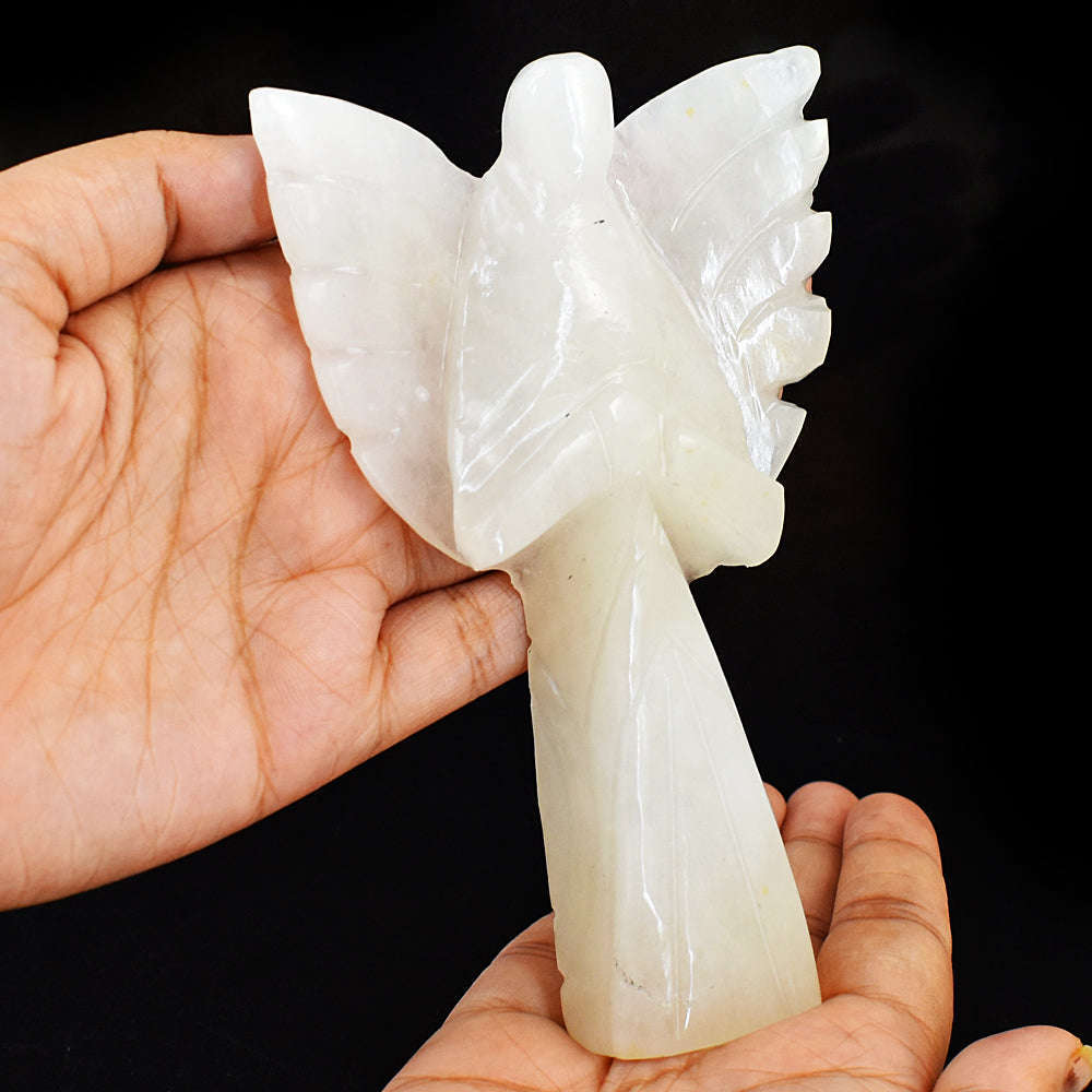 gemsmore:Amazing White Quartz Hand Carved Healing Praying Angel gemsmore:Amazing White Quartz Hand Carved Healing Praying Angel