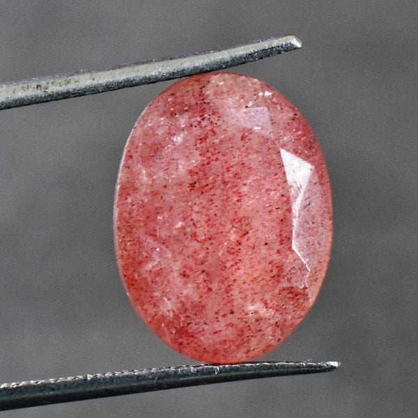gemsmore:Artisian 10 Carats  Genuine Strawberry Quartz Faceted Gemstone