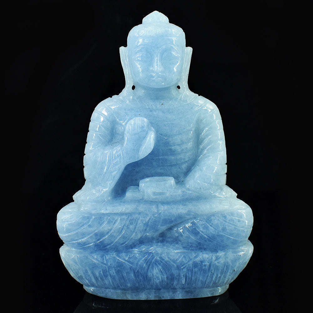 gemsmore:Artisian Angelite Hand Carved Genuine Crystal Gemstone Carving Lord Buddha gemsmore:Artisian Angelite Hand Carved Genuine Crystal Gemstone Carving Lord Buddha