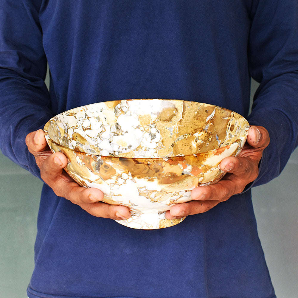 gemsmore:Artisian Cobra Jasper Hand Carved Genuine Crystal Gemstone Carving Bowl gemsmore:Artisian Cobra Jasper Hand Carved Genuine Crystal Gemstone Carving Bowl