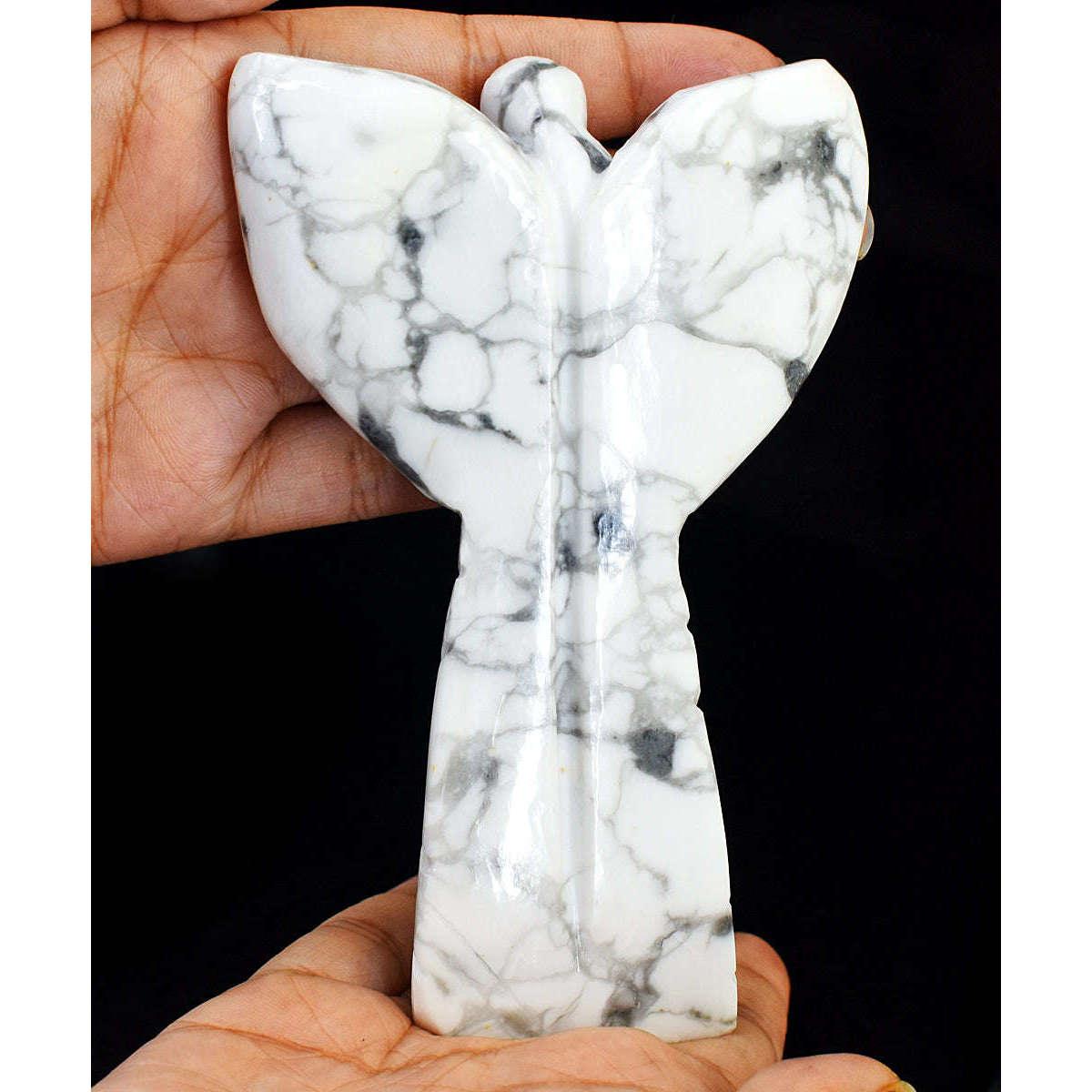 gemsmore:Artisian Howlite Hand Carved Genuine Crystal Gemstone Carving Praying Angel gemsmore:Artisian Howlite Hand Carved Genuine Crystal Gemstone Carving Praying Angel