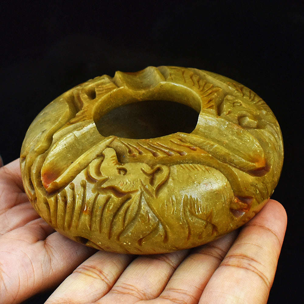 gemsmore:Artisian Jasper Hand Carved Genuine Crystal Gemstone Carving Ash Trey gemsmore:Artisian Jasper Hand Carved Genuine Crystal Gemstone Carving Ash Trey