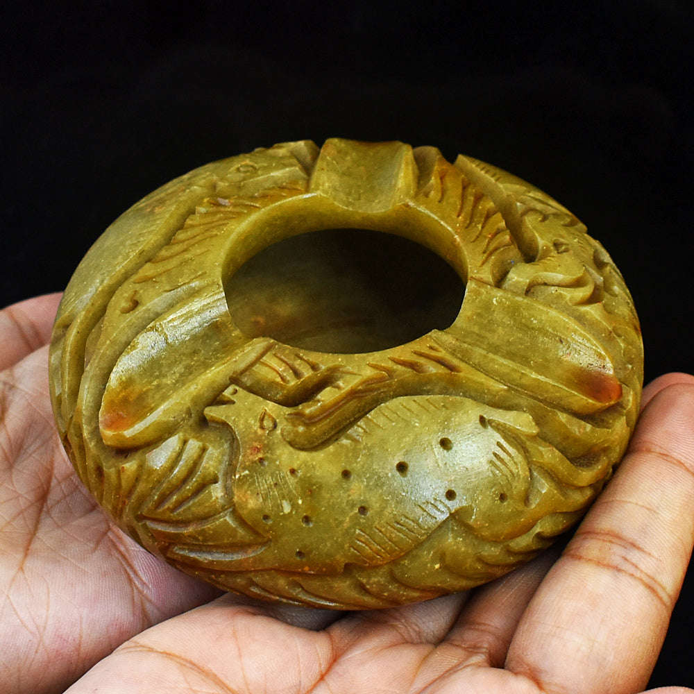 gemsmore:Artisian Jasper Hand Carved Genuine Crystal Gemstone Carving Ash Trey gemsmore:Artisian Jasper Hand Carved Genuine Crystal Gemstone Carving Ash Trey