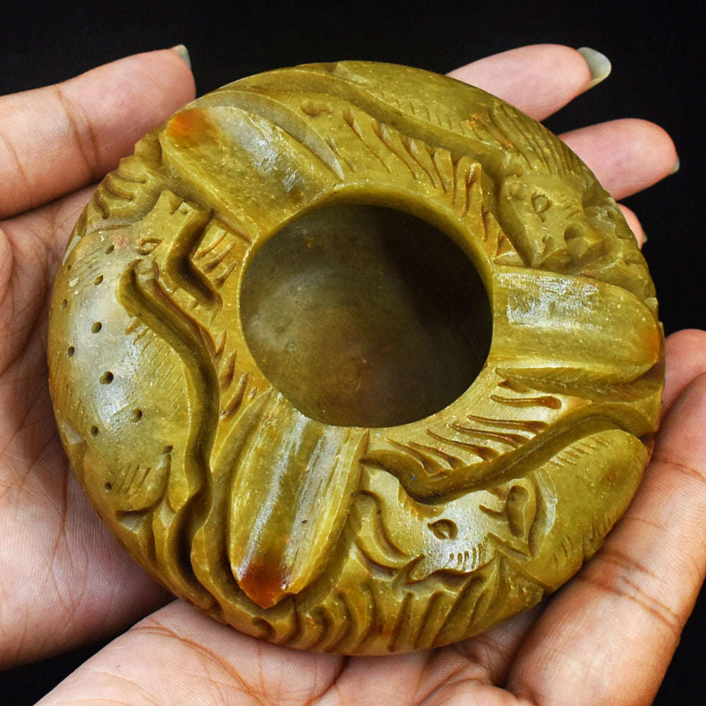 gemsmore:Artisian Jasper Hand Carved Genuine Crystal Gemstone Carving Ash Trey gemsmore:Artisian Jasper Hand Carved Genuine Crystal Gemstone Carving Ash Trey