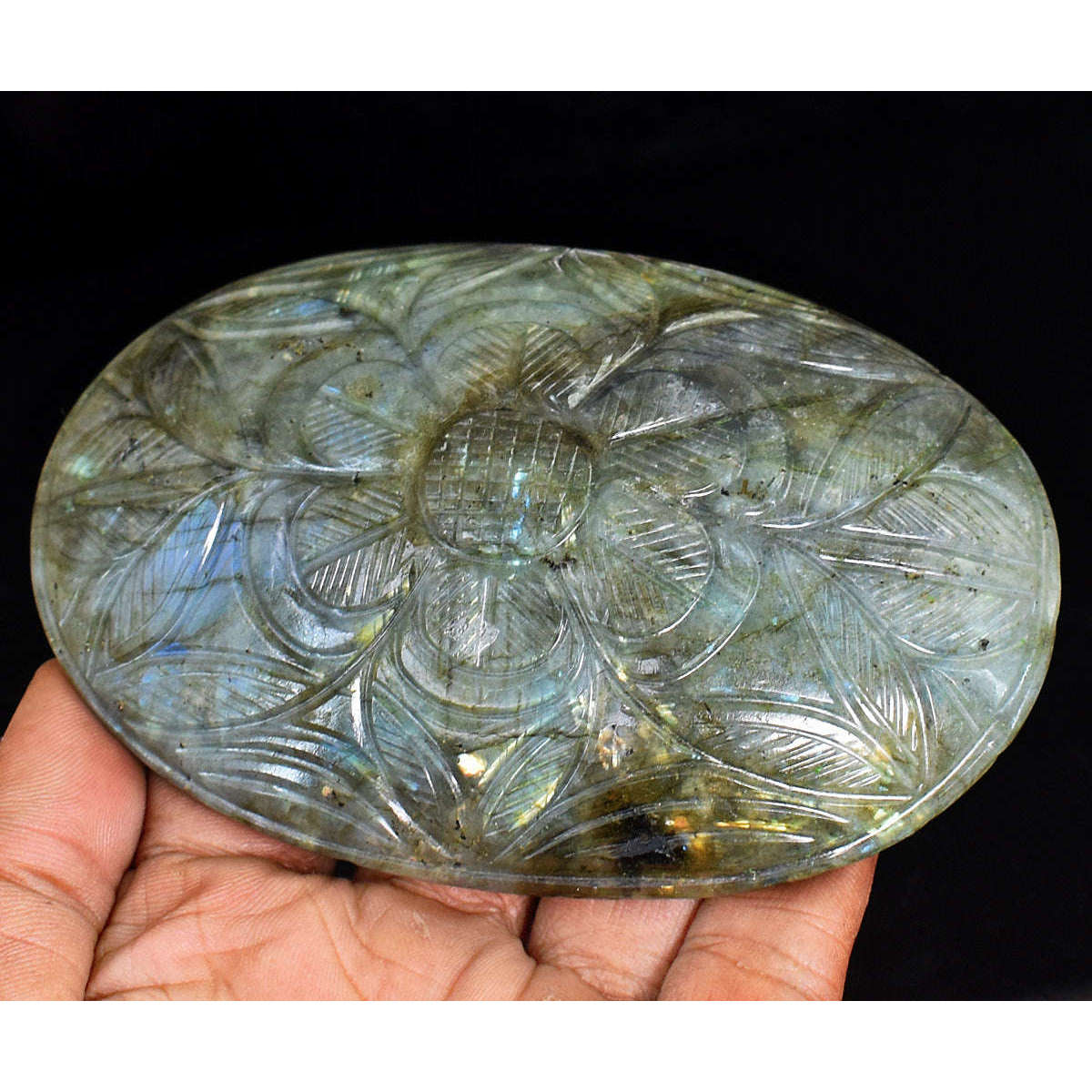 gemsmore:Artisian Labradorite Hand Carved Genuine Crystal Gemstone Carving Mughal Carved Cabochon gemsmore:Artisian Labradorite Hand Carved Genuine Crystal Gemstone Carving Mughal Carved Cabochon