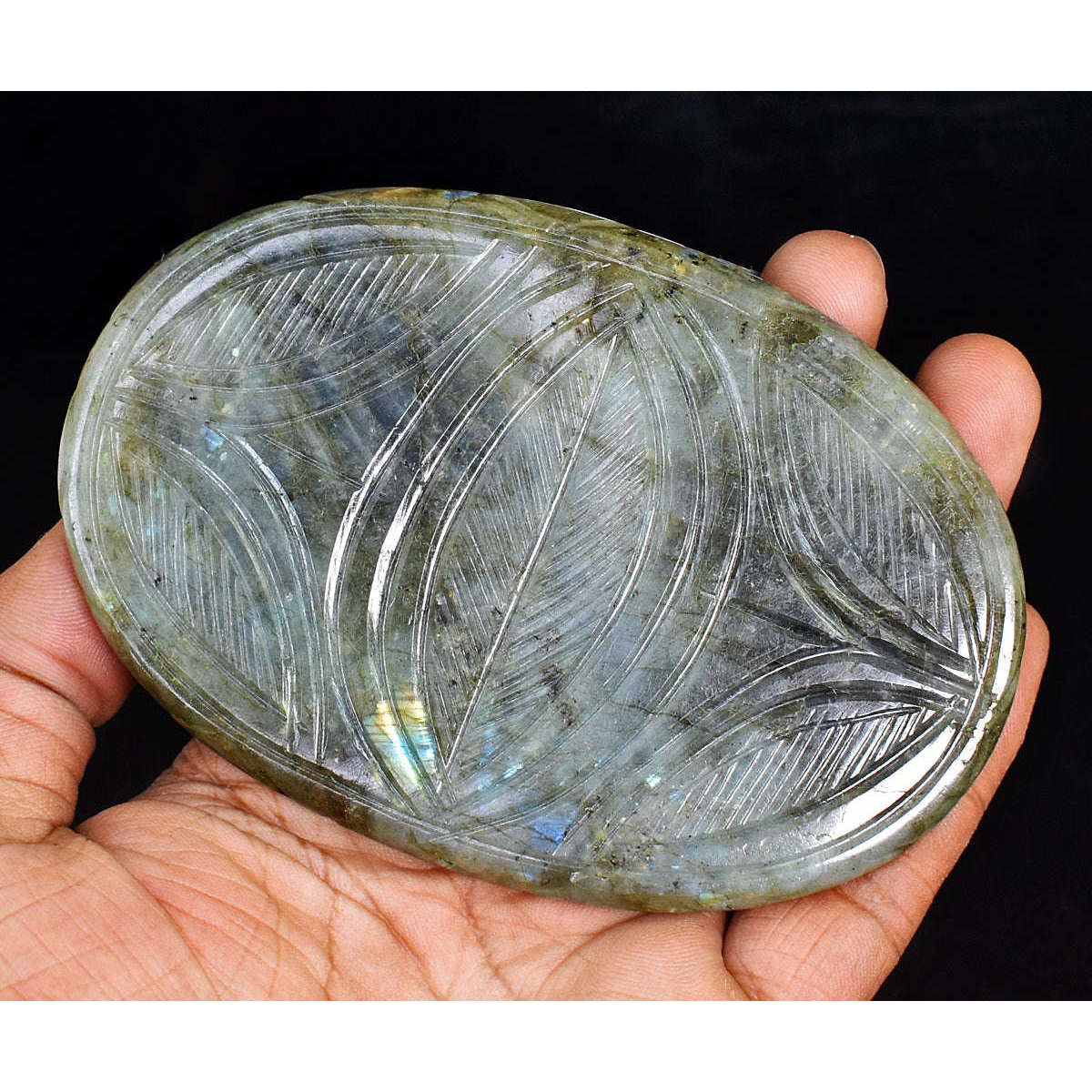 gemsmore:Artisian Labradorite Hand Carved Genuine Crystal Gemstone Carving Mughal Carved Cabochon gemsmore:Artisian Labradorite Hand Carved Genuine Crystal Gemstone Carving Mughal Carved Cabochon