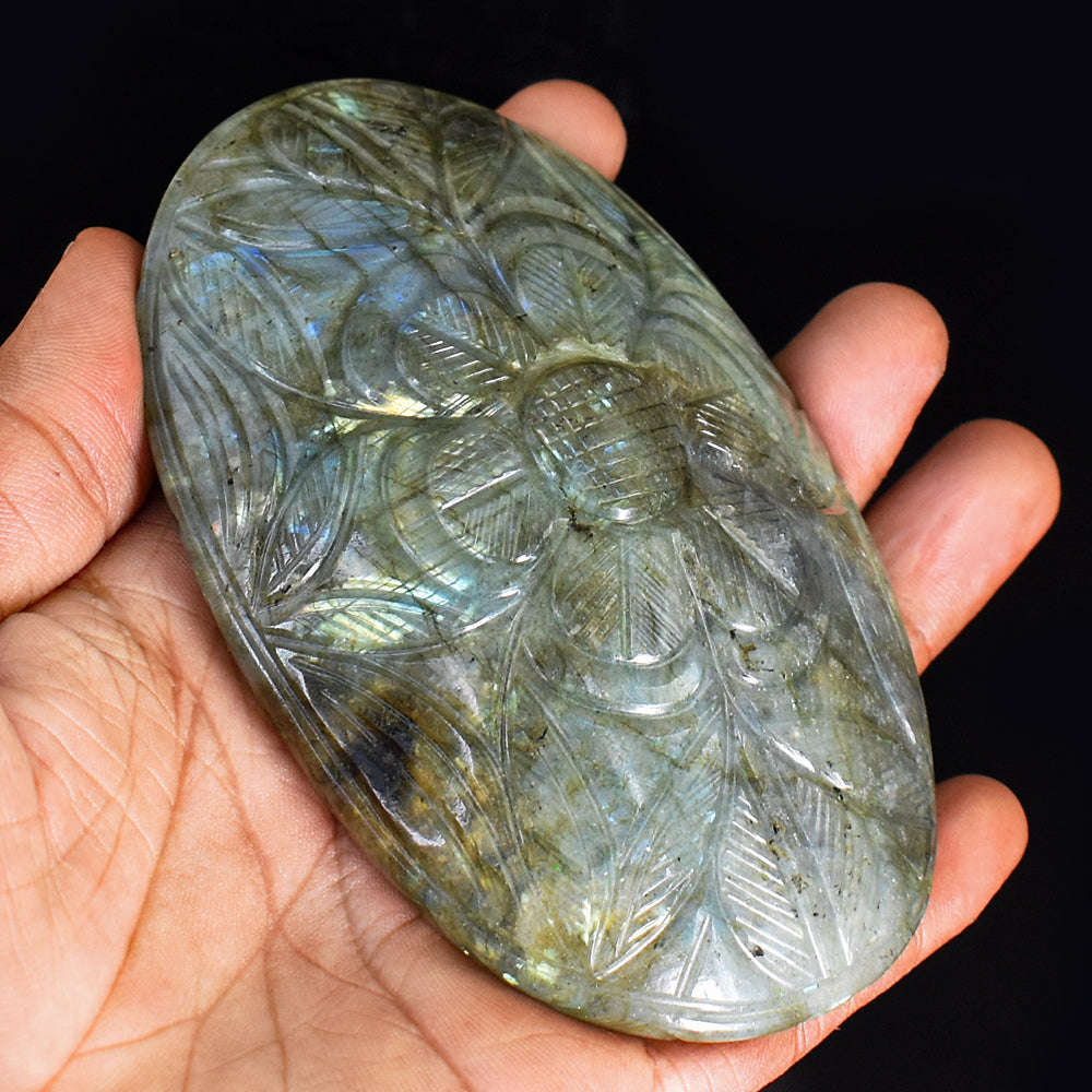 gemsmore:Artisian Labradorite Hand Carved Genuine Crystal Gemstone Carving Mughal Carved Cabochon gemsmore:Artisian Labradorite Hand Carved Genuine Crystal Gemstone Carving Mughal Carved Cabochon