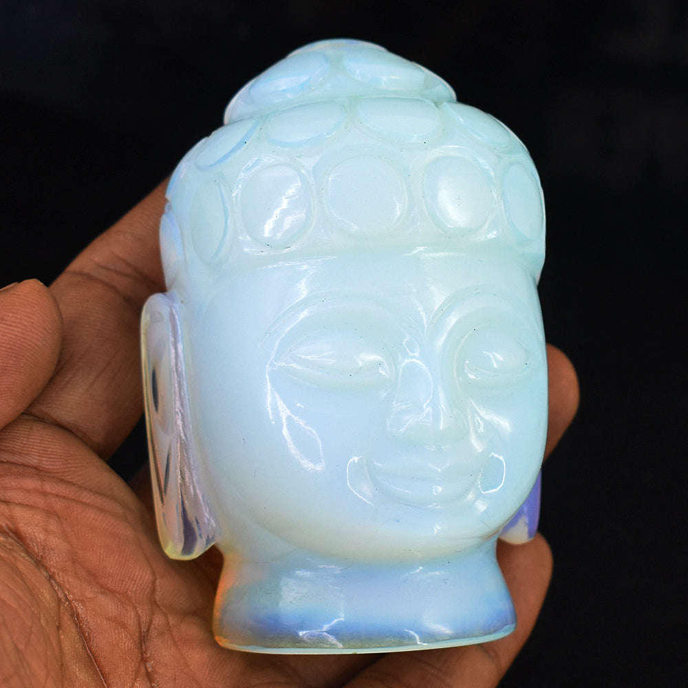 gemsmore:Artisian Opalite  Hand Carved Genuine Crystal Gemstone Carving Buddha Head gemsmore:Artisian Opalite  Hand Carved Genuine Crystal Gemstone Carving Buddha Head