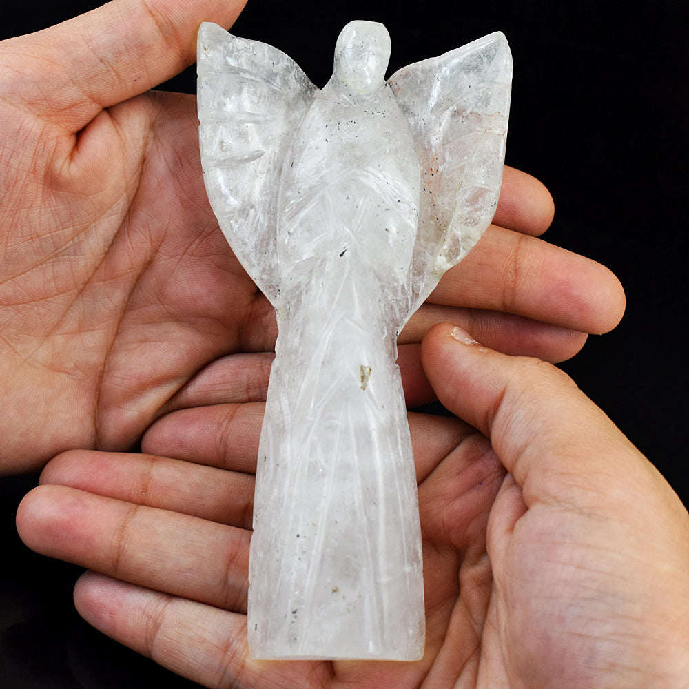 gemsmore:Artisian Rutile Quartz Hand Carved Genuine Crystal Gemstone Carving Praying Angel gemsmore:Artisian Rutile Quartz Hand Carved Genuine Crystal Gemstone Carving Praying Angel
