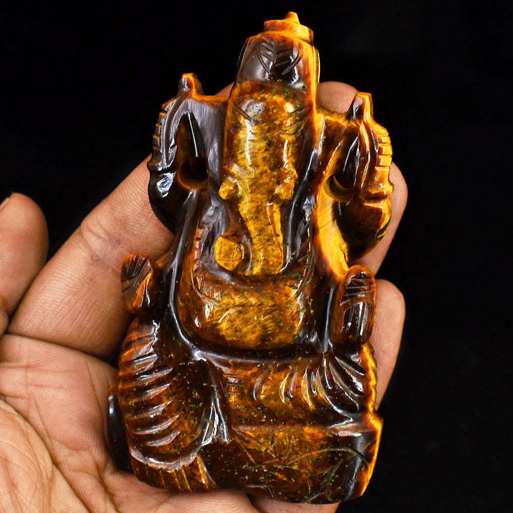 gemsmore:Artisian Tiger Eye Hand Carved Genuine Crystal Gemstone Carving Lord Ganesha gemsmore:Artisian Tiger Eye Hand Carved Genuine Crystal Gemstone Carving Lord Ganesha
