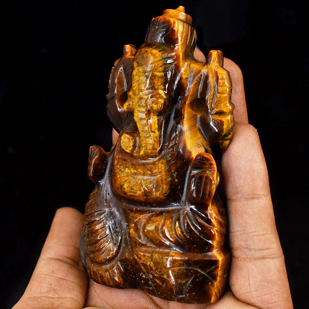 gemsmore:Artisian Tiger Eye Hand Carved Genuine Crystal Gemstone Carving Lord Ganesha gemsmore:Artisian Tiger Eye Hand Carved Genuine Crystal Gemstone Carving Lord Ganesha