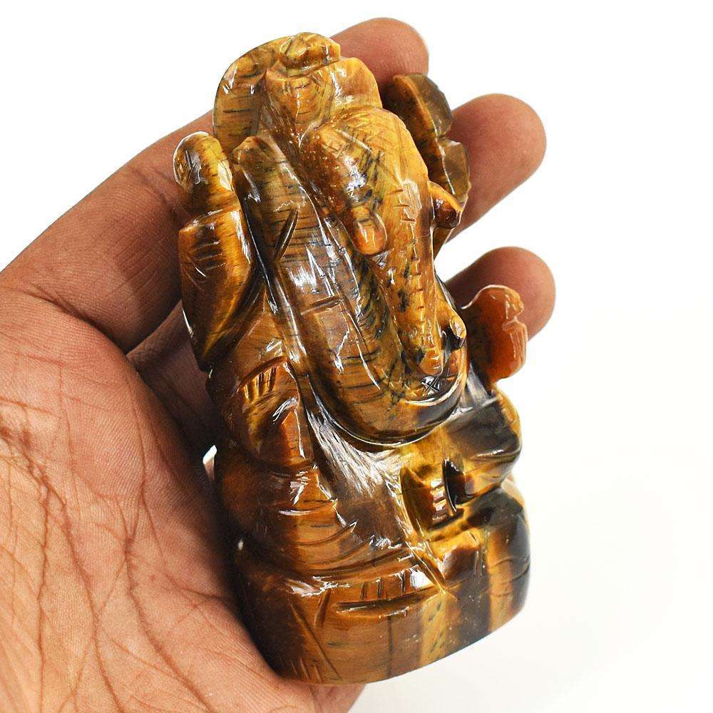 gemsmore:Artisian Tiger Eye Hand Carved Genuine Crystal Gemstone Carving Lord Ganesha gemsmore:Artisian Tiger Eye Hand Carved Genuine Crystal Gemstone Carving Lord Ganesha