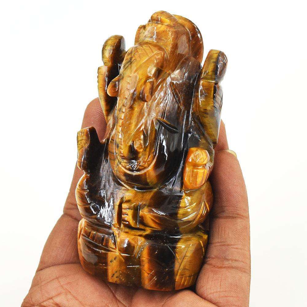 gemsmore:Artisian Tiger Eye Hand Carved Genuine Crystal Gemstone Carving Lord Ganesha gemsmore:Artisian Tiger Eye Hand Carved Genuine Crystal Gemstone Carving Lord Ganesha