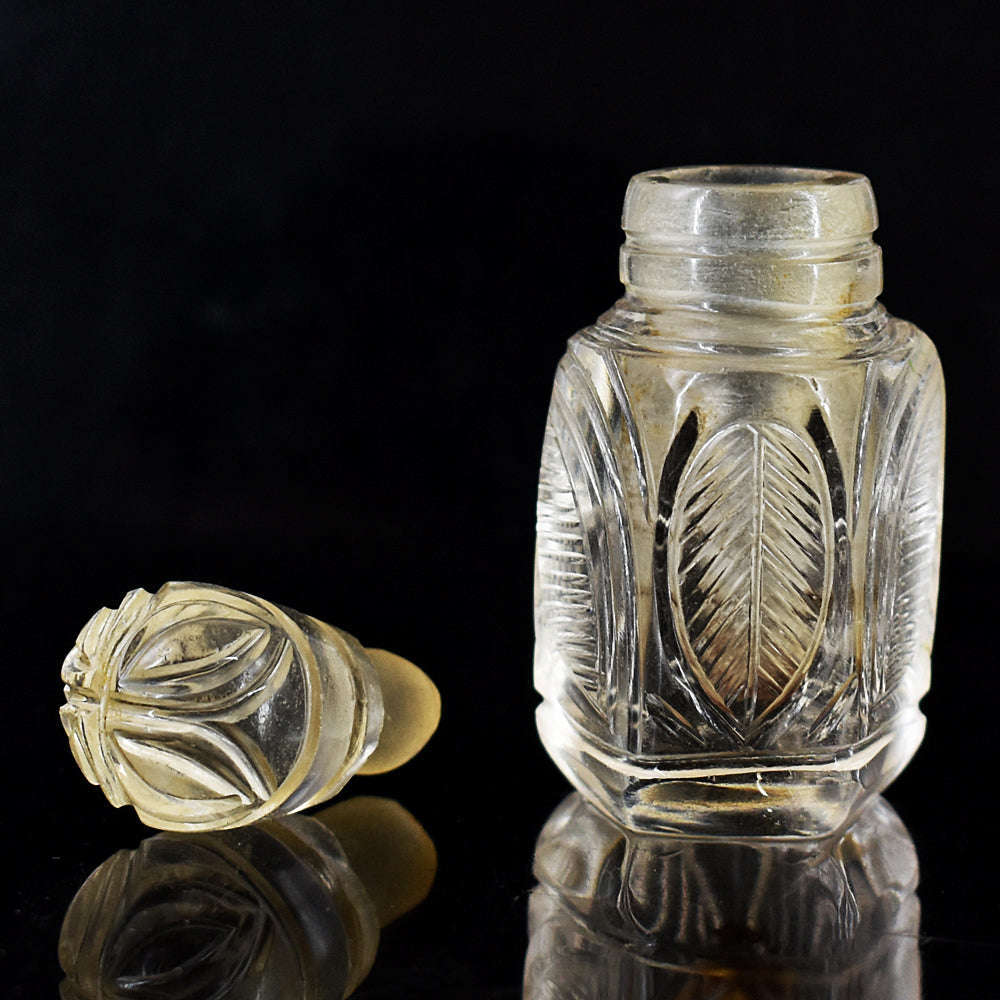 gemsmore:Artisian White Quartz  Hand Carved Genuine Crystal Gemstone Carving Perfume Bottle gemsmore:Artisian White Quartz  Hand Carved Genuine Crystal Gemstone Carving Perfume Bottle